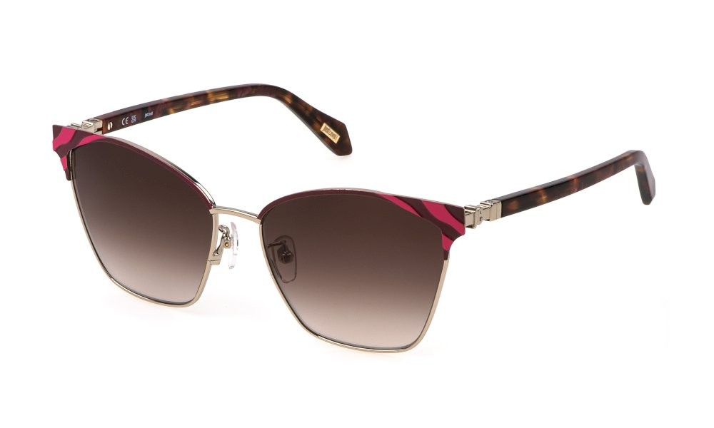 Sunglasses Just Cavalli SJC093 (0492) color oro chiaro c/parti col.luc. lenses brown gradient