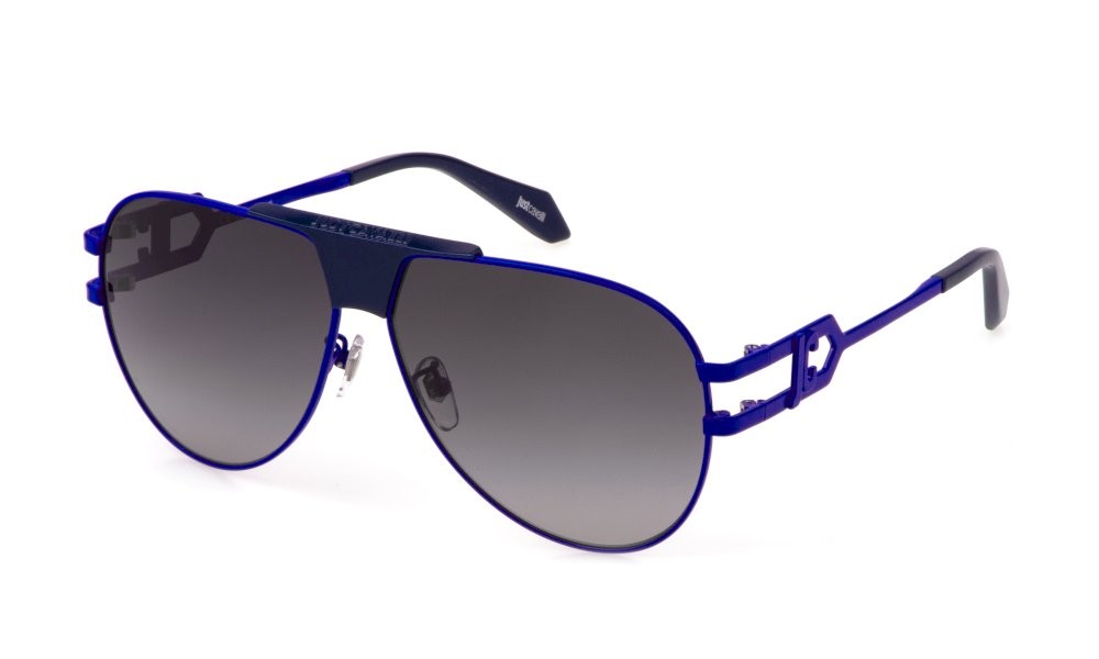 Sunglasses Just Cavalli SJC095 (01HR) color blu pieno lucido lenses smoke gradient smoke