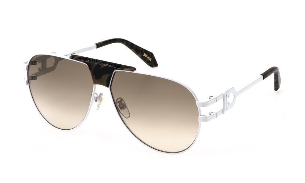 Sunglasses Just Cavalli SJC095 (0280) color bianco latte lenses brown gradient brown