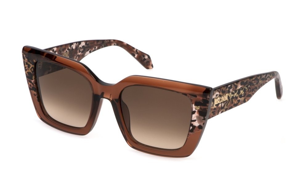 Sunglasses Just Cavalli SJC099V (09X8) color marrone trasparente lucido lenses brown gradient