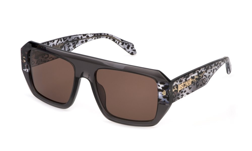 Sunglasses Just Cavalli SJC101V (0819) color grigio trasparente lucido lenses brown