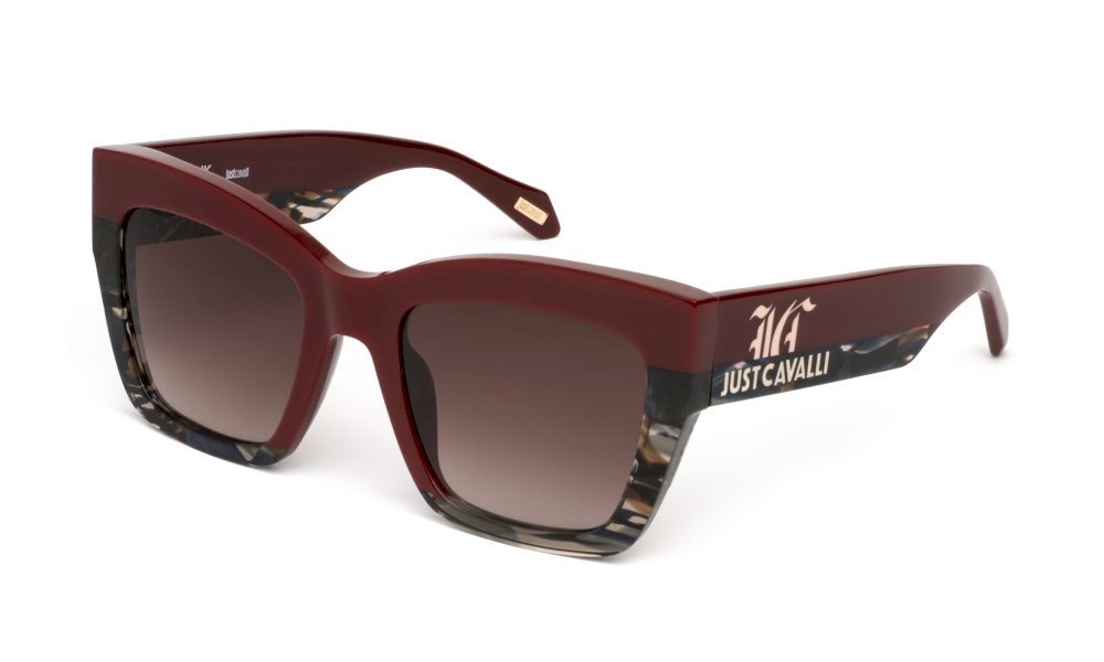 Sunglasses Just Cavalli SJC102V (09FH) color bordeaux pieno lucido lenses brown gradient