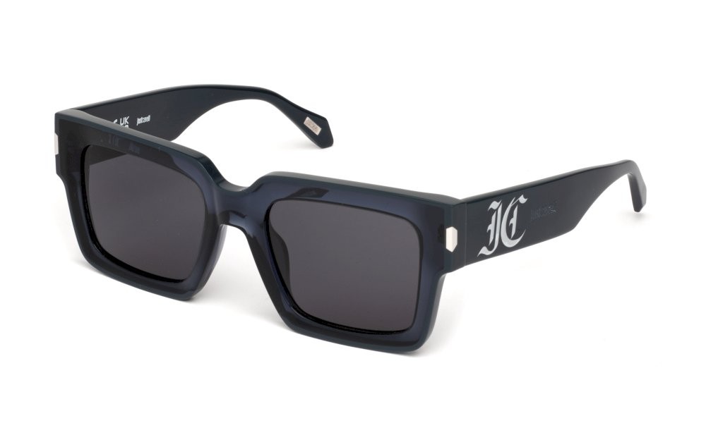 Sunglasses Just Cavalli SJC108V (0W47) color blu trasparente lucido lenses smoke