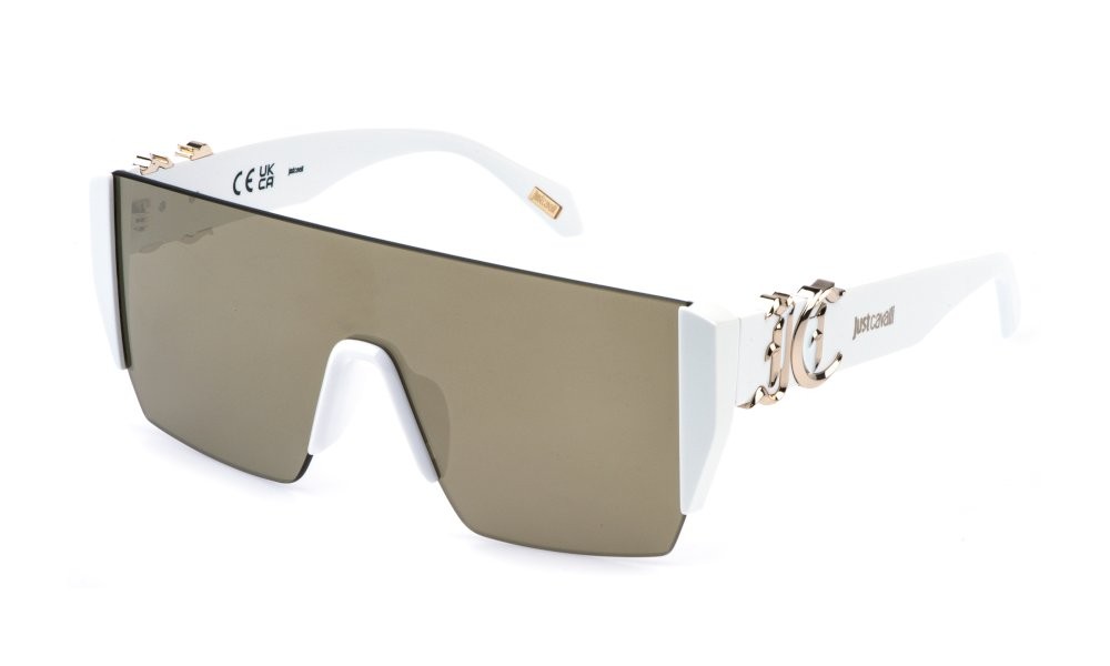 Sunglasses Just Cavalli SJC112 (847X) color bianco neve lucido lenses brown/mirror gold