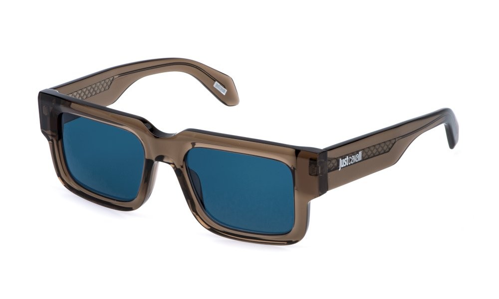 Sunglasses Just Cavalli SJC141 (0805) color marron chiaro trasparente lucido lenses blue