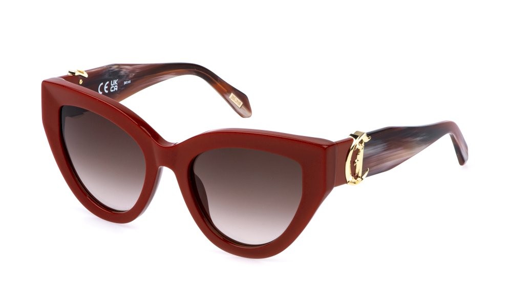 Sunglasses Just Cavalli SJC143V (09LB) color rosso pieno lucido lenses brown gradient brown