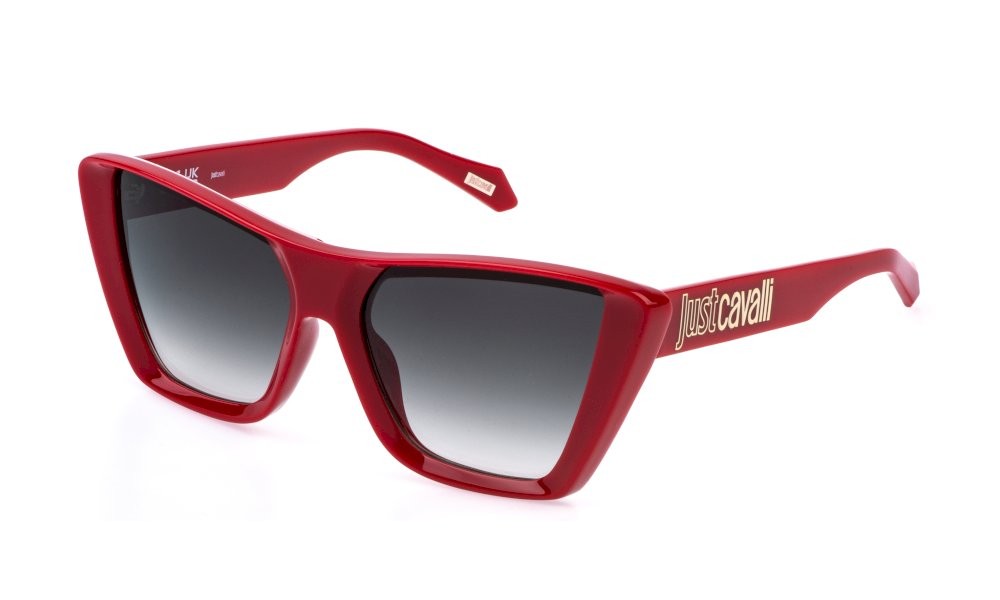 Sunglasses Just Cavalli SJC146 (06XX) color rosso pieno lucido lenses smoke gradient