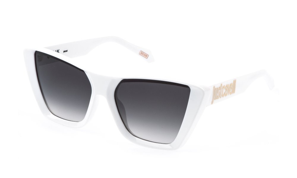 Sunglasses Just Cavalli SJC146 (0847) color bianco neve lucido lenses smoke gradient