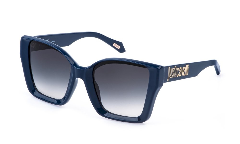 Sunglasses Just Cavalli SJC147 (0991) color blu scuro lucido lenses smoke gradient