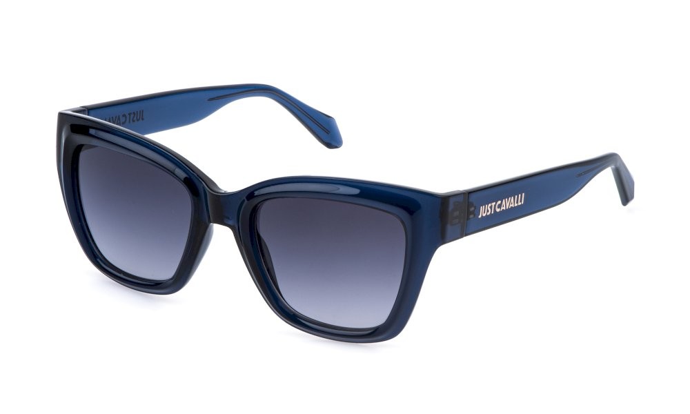 Sunglasses Just Cavalli SJC148 (07FK) color blu trasparente lucido lenses blue gradient blue