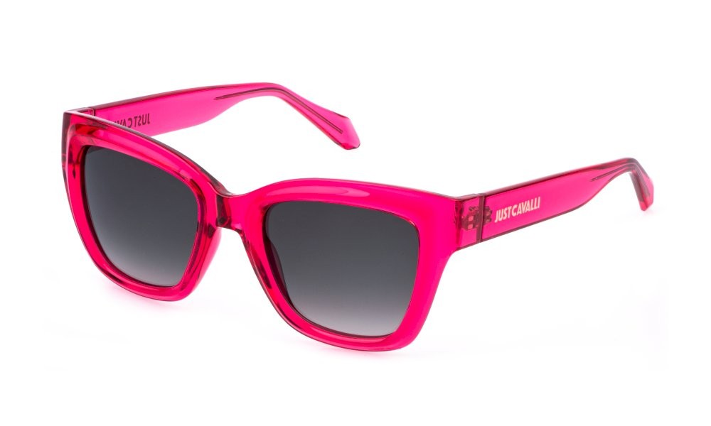 Occhiali da sole Just Cavalli SJC148 (0AFD) colore lampone trasparente lucido lenti smoke gradient