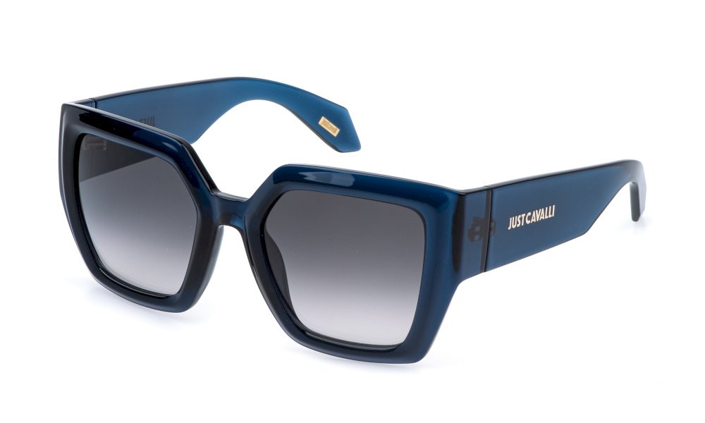 Sunglasses Just Cavalli SJC149 (07FK) color blu trasparente lucido lenses smoke gradient