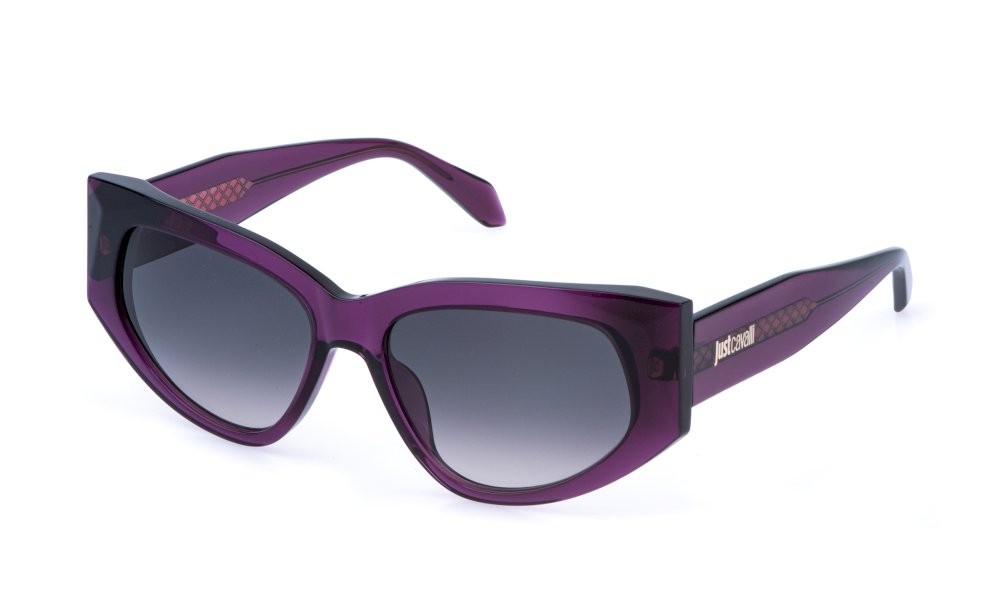 Sunglasses Just Cavalli SJC169 (0916) color viola trasparente lucido lenses smoke gradient