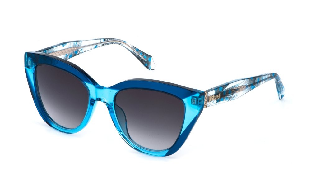 Sunglasses Just Cavalli SJC173V (06SB) color blu trasparente lucido lenses smoke gradient smoke