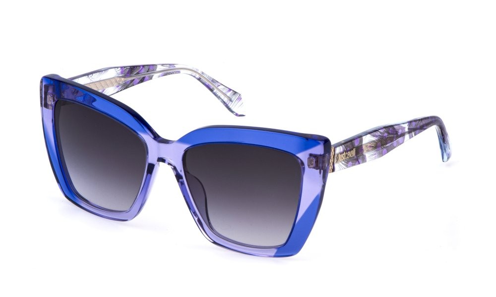 Sunglasses Just Cavalli SJC174V (06LA) color viola trasparente lucido lenses smoke gradient smoke