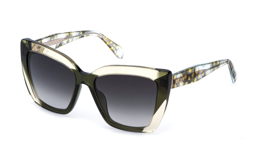 Sunglasses Just Cavalli SJC174V (0846) color giallo soia trasparente lenses smoke gradient smoke