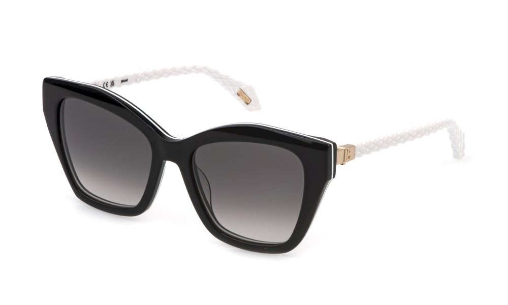 Sunglasses Just Cavalli SJC175 (09H9) color top nero+bianco+nero lenses smoke gradient