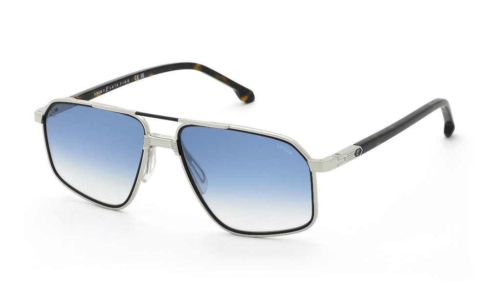 Sonnenbrillen Lozza Luis Figo SL2447 (579Y) farbe palladio lucido gläser blue gradient