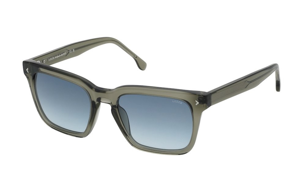 Occhiali da sole Lozza Ischia 4 SL4358 (0G61) colore verde trasparente lucido lenti blue gradient