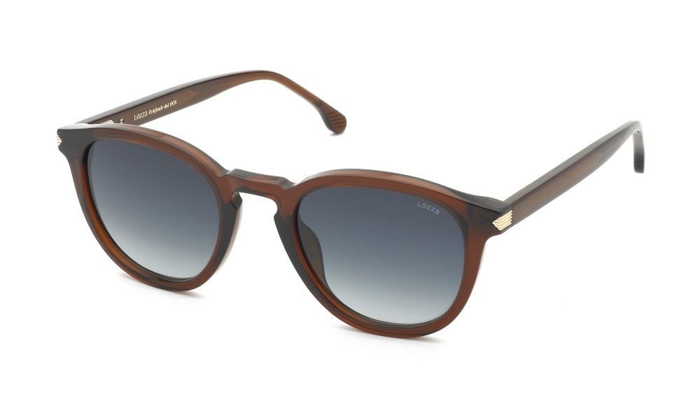 Occhiali da sole Lozza Maratea 4 SL4373 (06A6) colore marroncino trasparente lucido lenti blue gradient blue