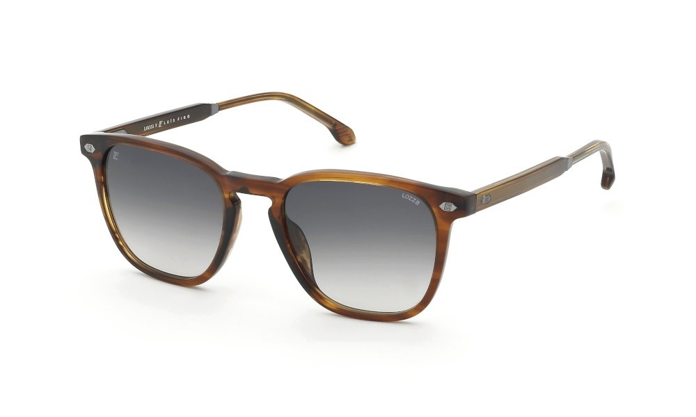 Occhiali da sole Lozza Luis Figo SL4400 (09R4) colore marrone striato+cognac lenti smoke gradient