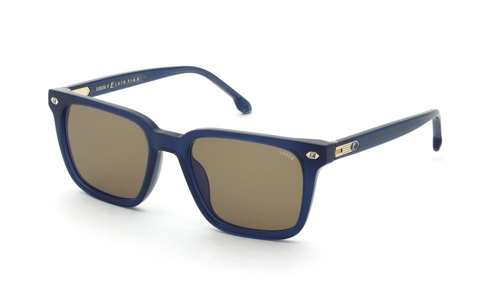 Sonnenbrillen Lozza Luis Figo SL4415 (W47Y) farbe blu trasparente lucido gläser brown