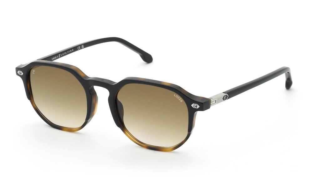 Sonnenbrillen Lozza Luis Figo SL4421 (0U64) farbe top nero+avana lucido gläser brown gradient brown