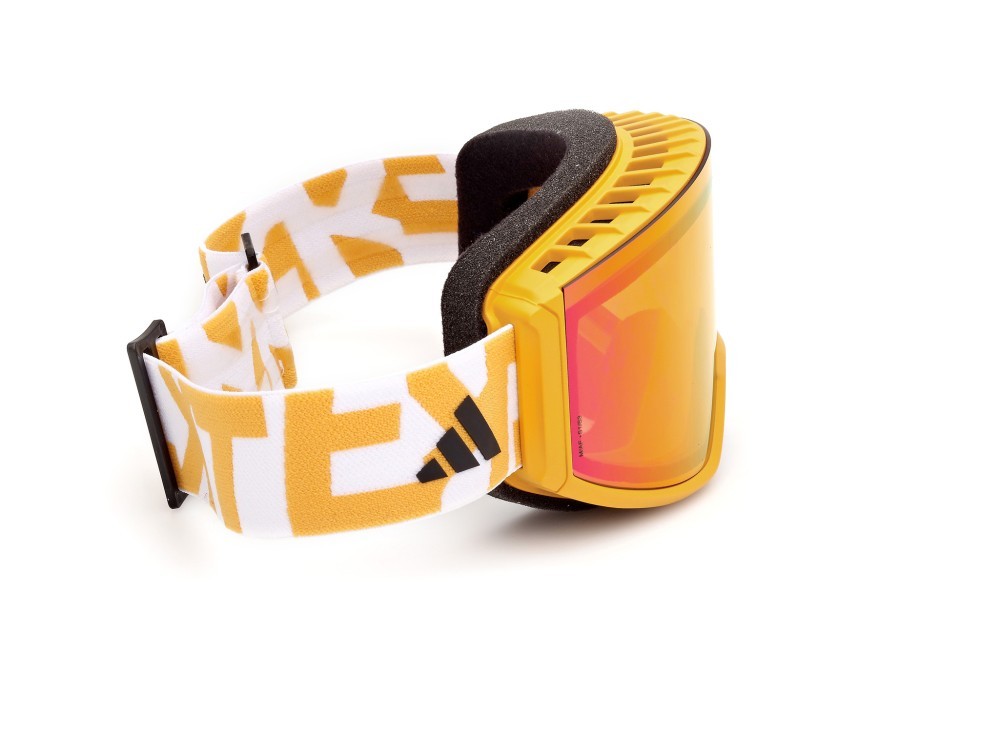 Ski and snowboard goggles Adidas Sport SP0040 (40Z) color giallo scuro opaco shape mask lenses viola sfumato/specchiato