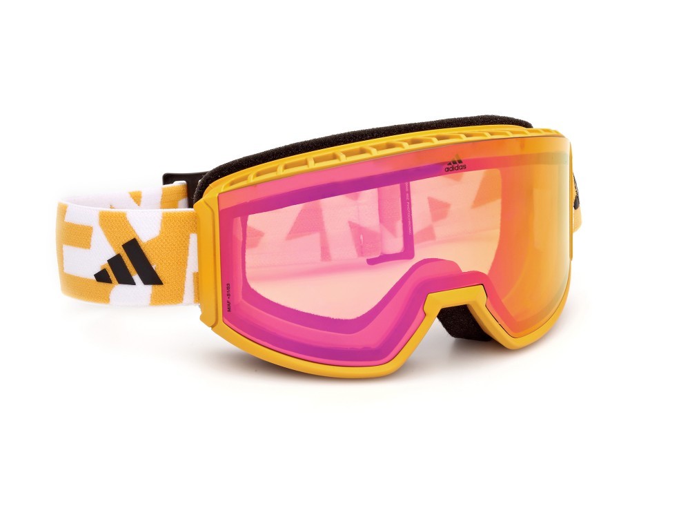 Ski and snowboard goggles Adidas Sport SP0040 (40Z) color giallo scuro opaco shape mask lenses viola sfumato/specchiato