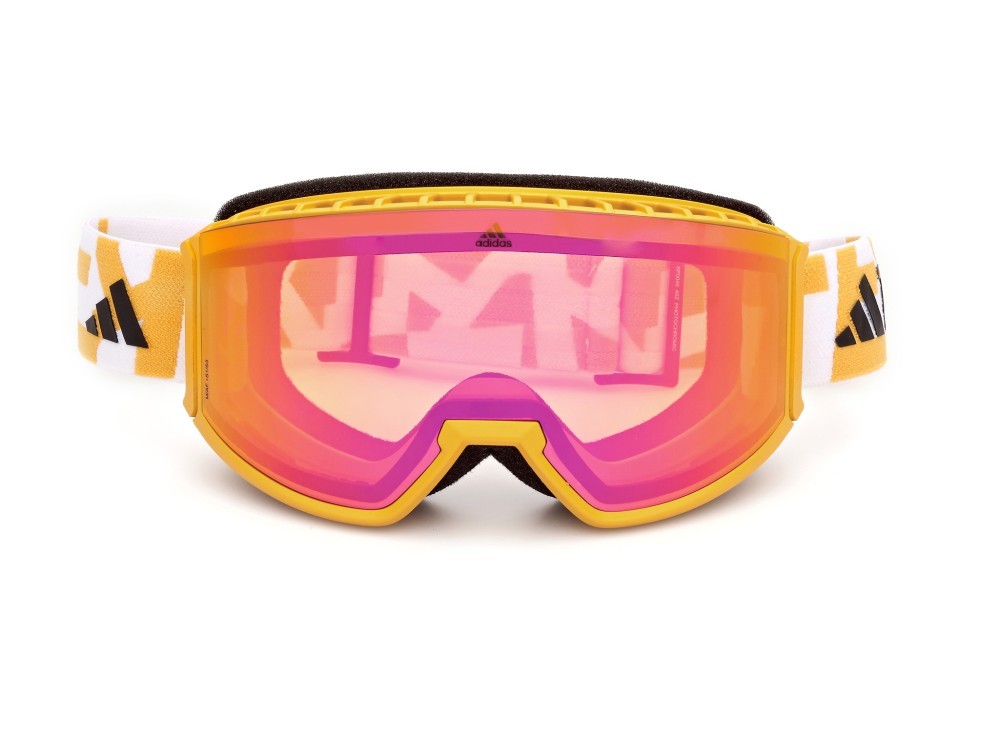 Ski and snowboard goggles Adidas Sport SP0040 (40Z) color giallo scuro opaco shape mask lenses viola sfumato/specchiato