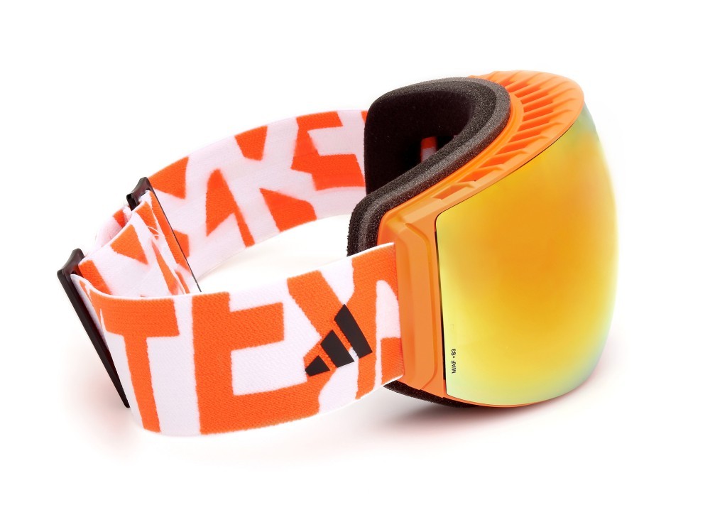 Ski and snowboard goggles Adidas Sport SP0053 (43L) color arancio chiaro lucido shape mask lenses high contrast - bordeaux specchiato