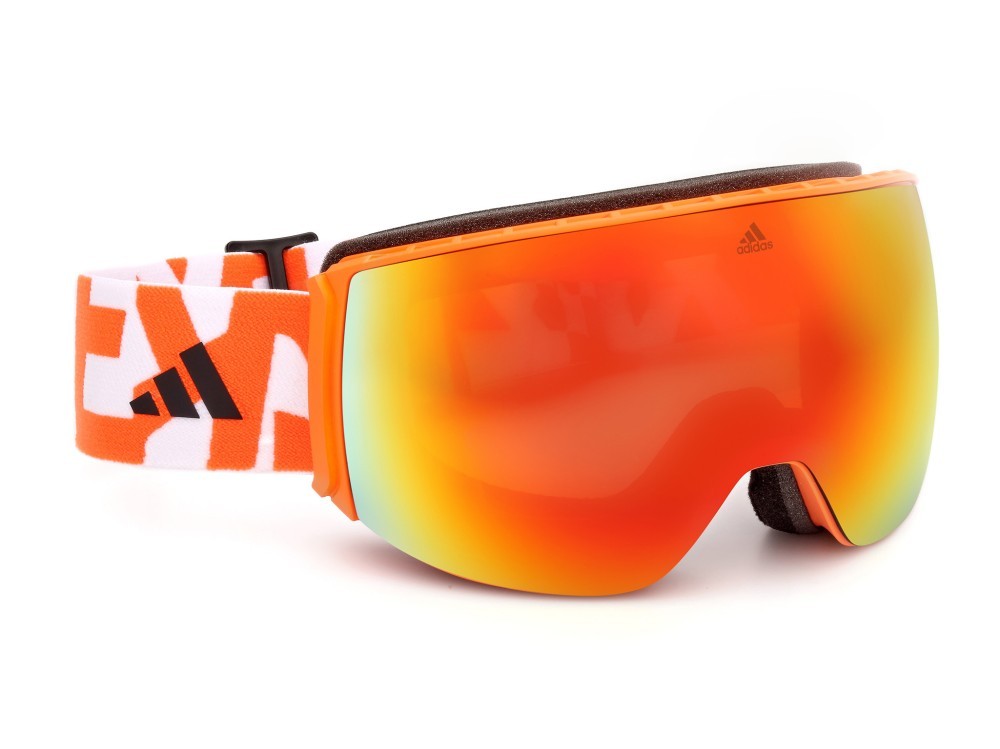 Ski and snowboard goggles Adidas Sport SP0053 (43L) color arancio chiaro lucido shape mask lenses high contrast - bordeaux specchiato