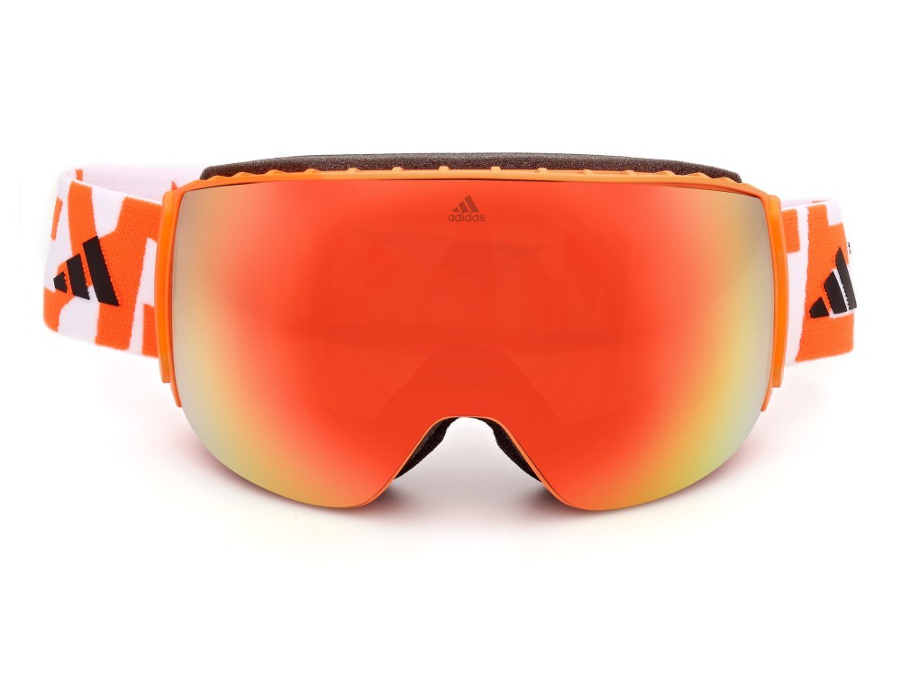 Ski and snowboard goggles Adidas Sport SP0053 (43L) color arancio chiaro lucido shape mask lenses high contrast - bordeaux specchiato