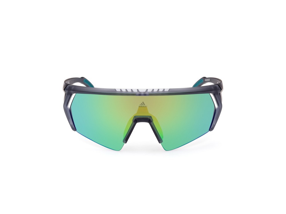 Occhiali da sole Adidas Sport SP0063 (20Q) colore grigio / altro forma mask lenti verde specchiato