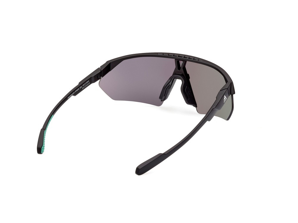 Sunglasses Adidas Sport Prfm Shield SP0076 (02Q) color nero opaco shape mask lenses high contrast - verde specchiato