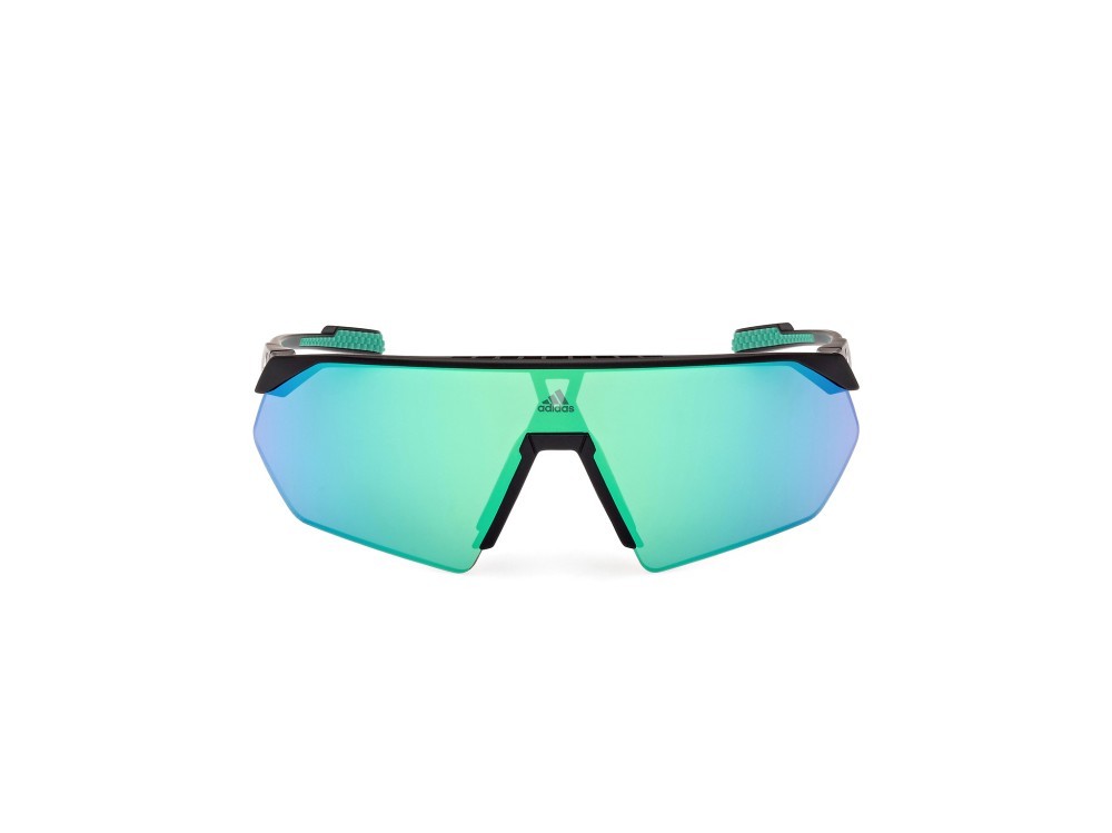 Sunglasses Adidas Sport Prfm Shield SP0076 (02Q) color nero opaco shape mask lenses high contrast - verde specchiato