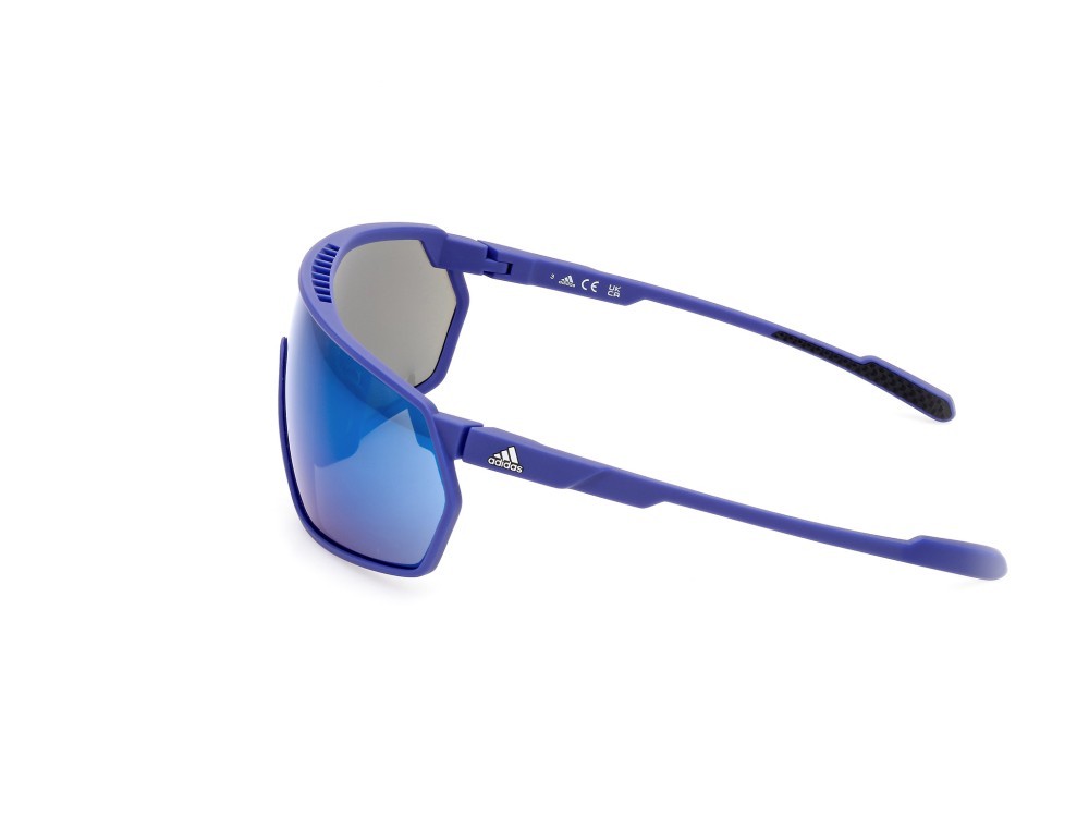 Occhiali da sole Adidas Sport SP0088 (91Q) colore blu opaco forma mask lenti high contrast - blu specchiato