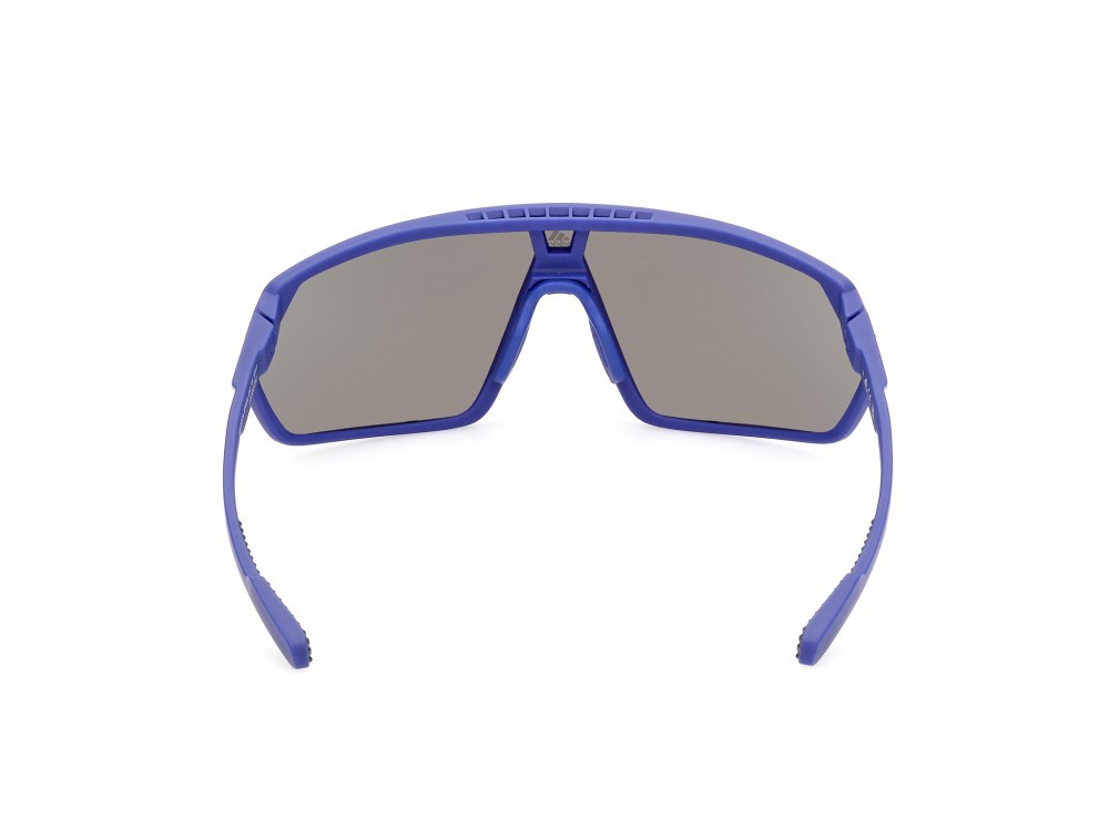 Occhiali da sole Adidas Sport SP0088 (91Q) colore blu opaco forma mask lenti high contrast - blu specchiato