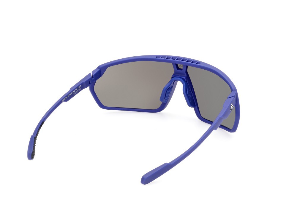 Occhiali da sole Adidas Sport SP0088 (91Q) colore blu opaco forma mask lenti high contrast - blu specchiato