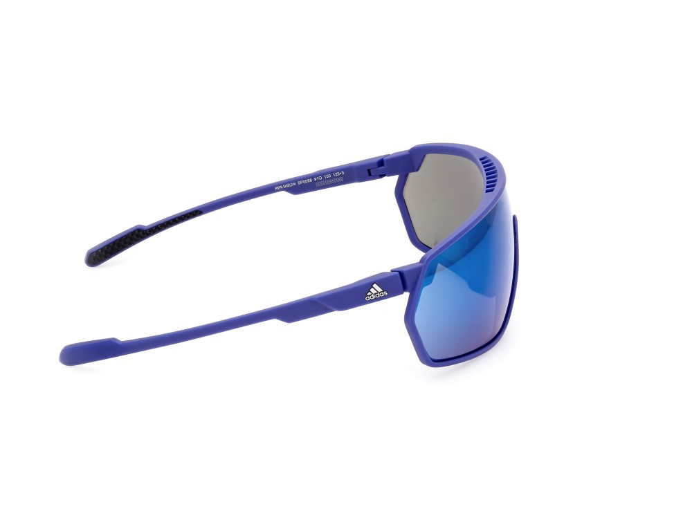 Occhiali da sole Adidas Sport SP0088 (91Q) colore blu opaco forma mask lenti high contrast - blu specchiato
