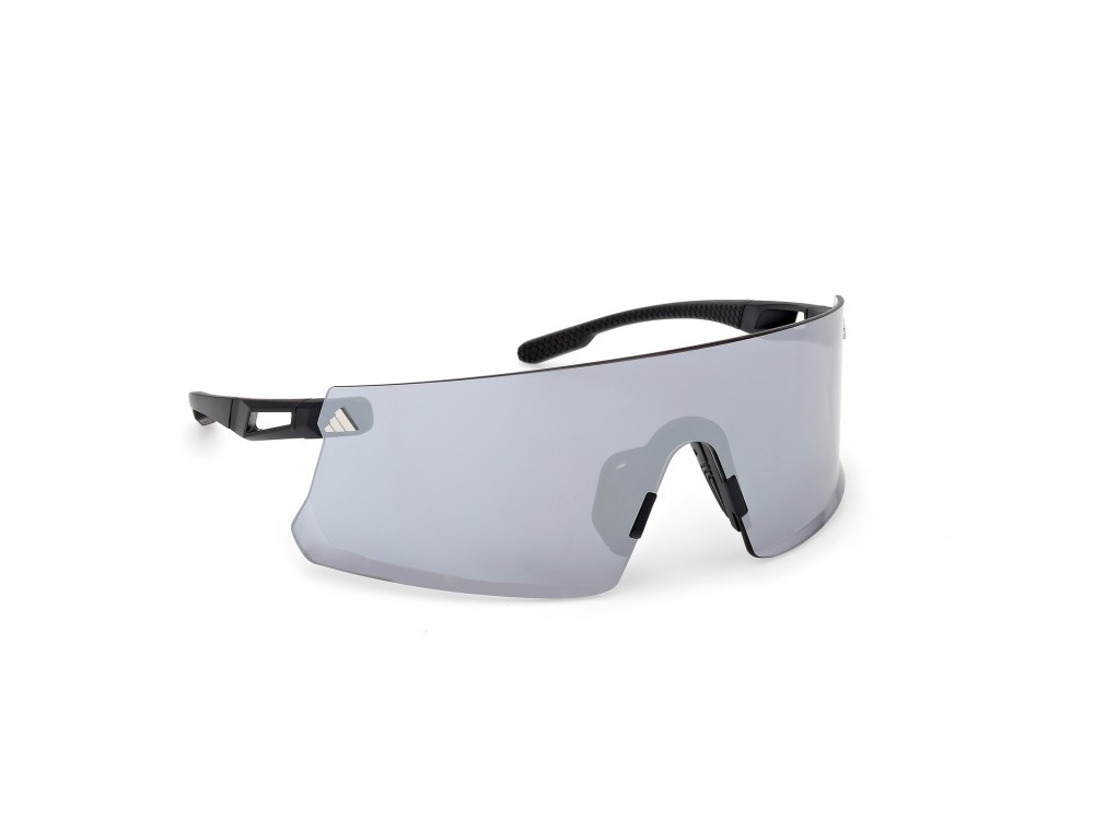 Sunglasses Adidas Sport SP0090 (02C) color nero opaco shape mask lenses high contrast - fumo specchiato