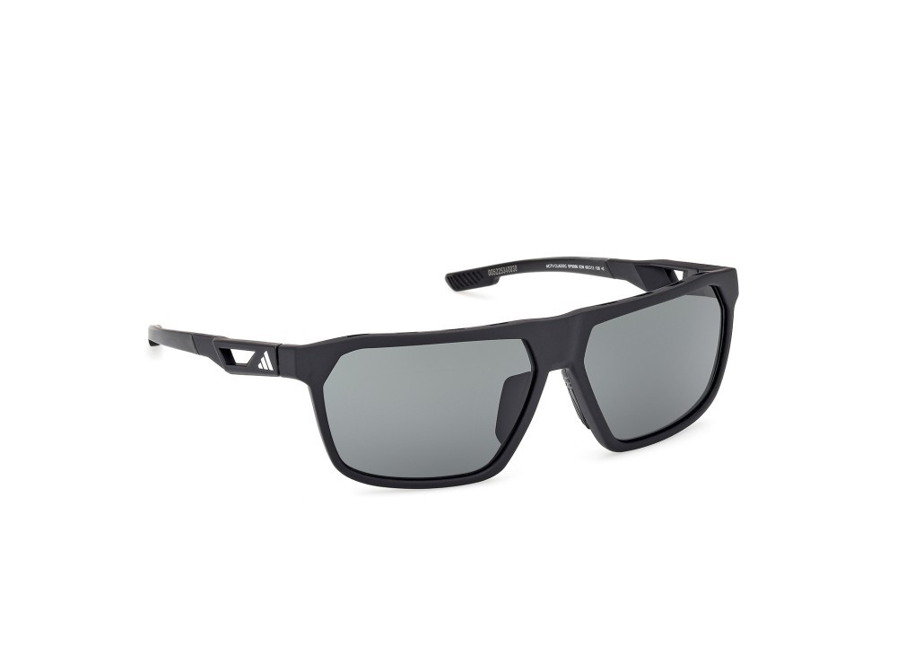 Sunglasses Adidas Sport SP0096 (02N) color nero opaco shape navigator lenses high contrast - verde