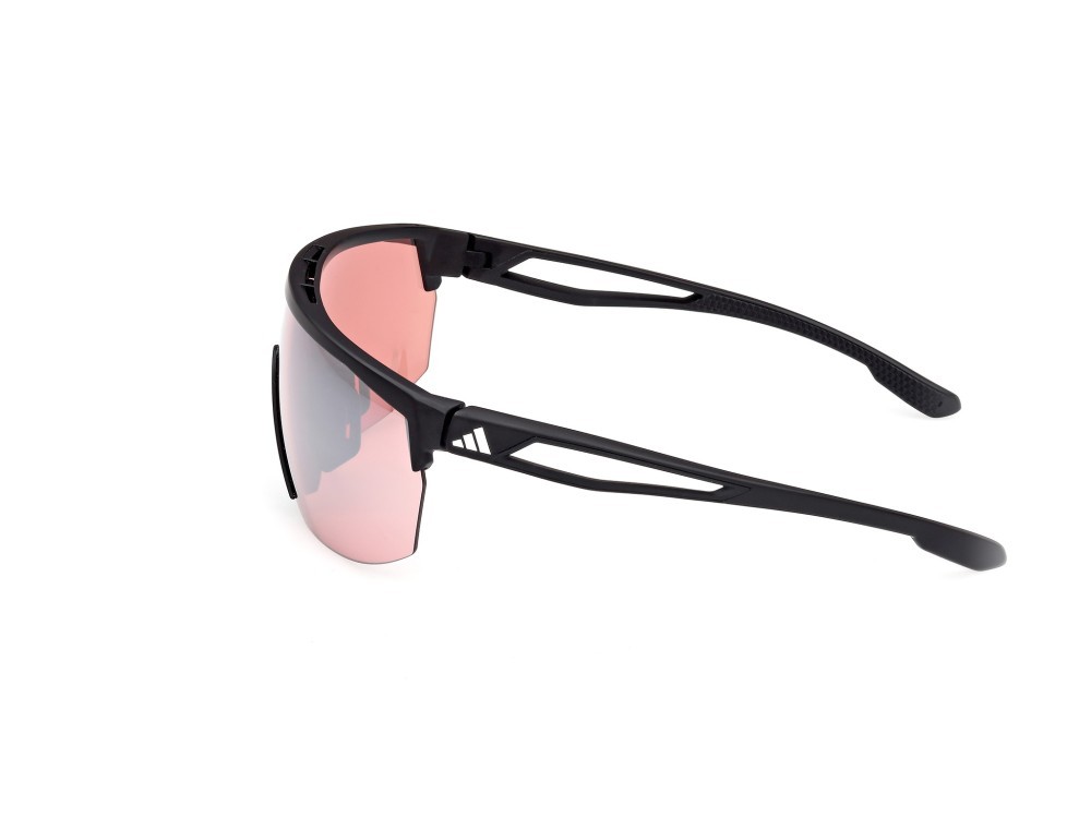 Occhiali da sole Adidas Sport SP0099 (02U) colore nero opaco forma mask lenti high contrast - bordeaux specchiato