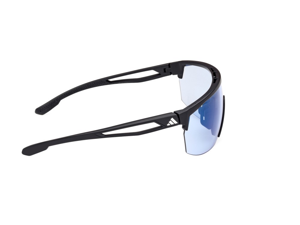 Occhiali da sole Adidas Sport SP0099 (02X) colore nero opaco forma mask lenti blu specchiato