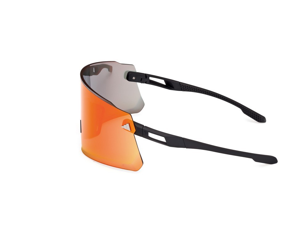 Occhiali da sole Adidas Sport SP0100 (02L) colore nero opaco forma mask lenti high contrast - roviex specchiato
