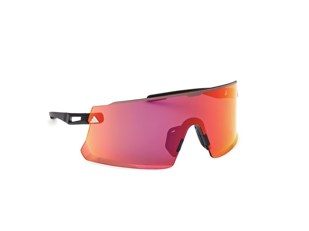 Occhiali da sole Adidas Sport SP0100 (02L) colore nero opaco forma mask lenti high contrast - roviex specchiato