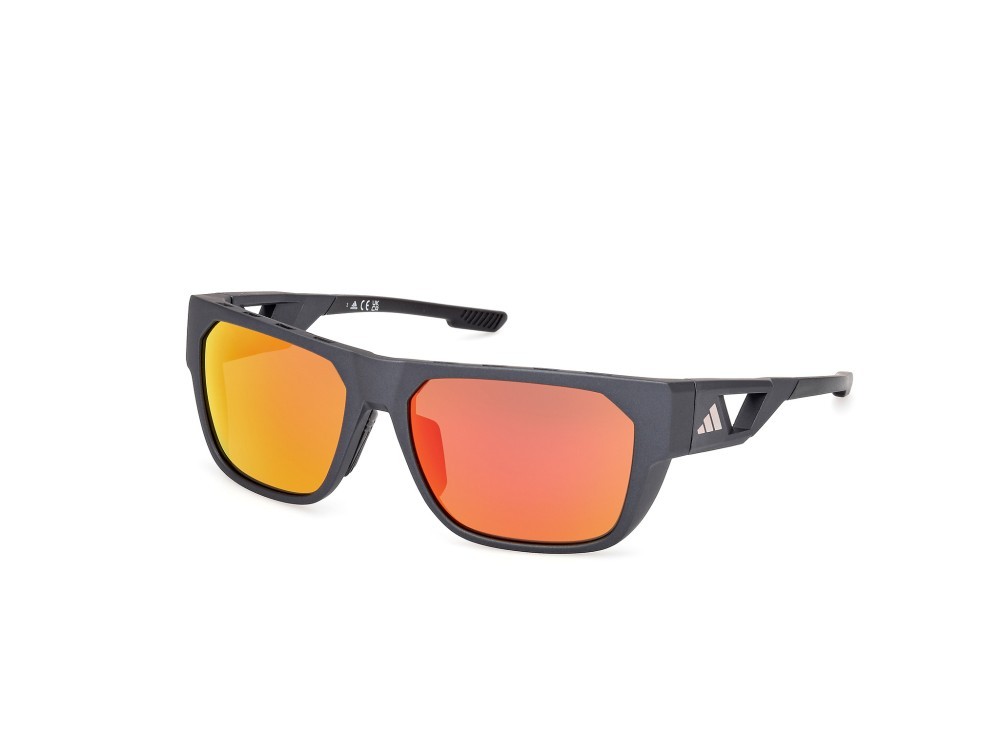 Occhiali da sole Adidas Sport SP0102 (02L) colore nero opaco forma navigator lenti high contrast - roviex specchiato