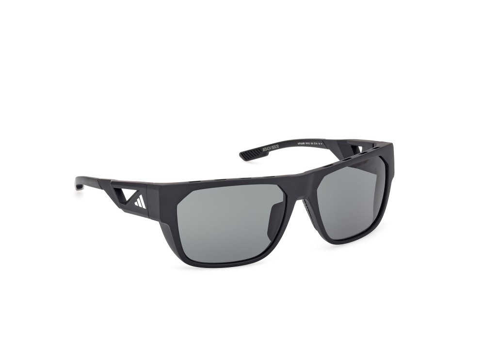 Occhiali da sole Adidas Sport SP0102 (02N) colore nero opaco forma navigator lenti high contrast - verde