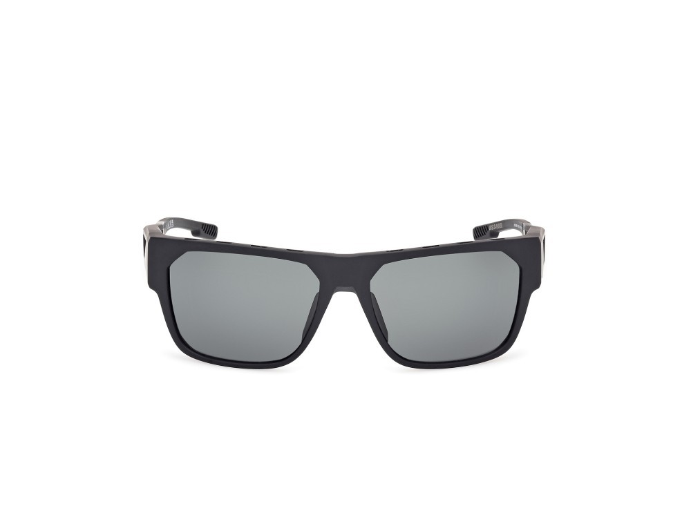Occhiali da sole Adidas Sport SP0102 (02N) colore nero opaco forma navigator lenti high contrast - verde