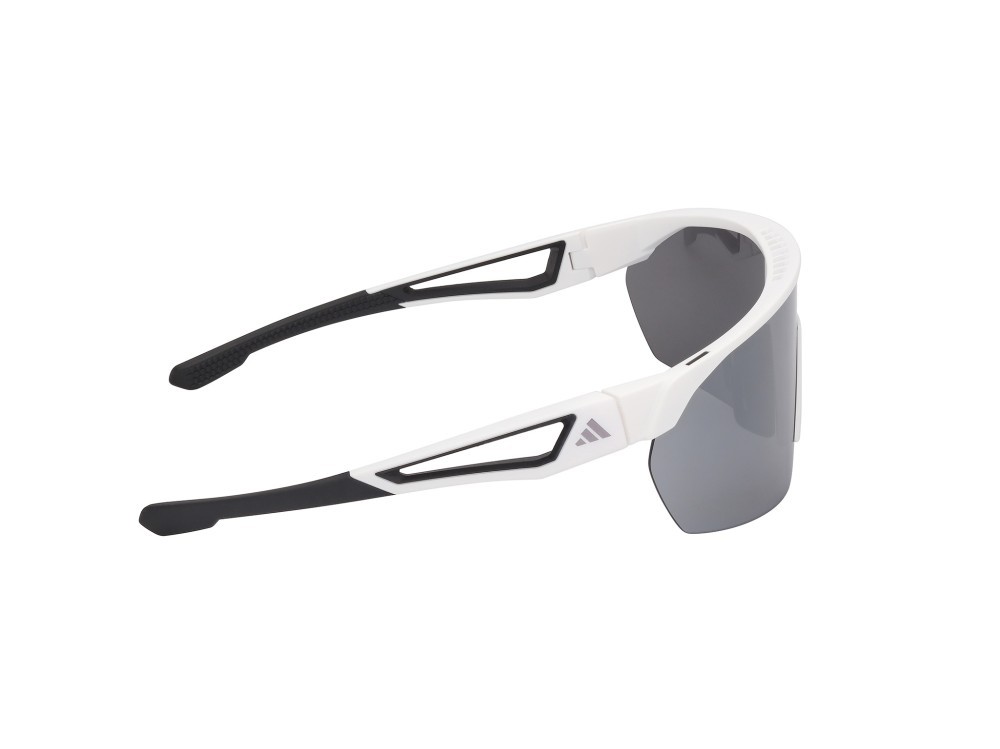 Occhiali da sole Adidas Sport SP0103 (21C) colore bianco opaco forma mask lenti high contrast - fumo specchiato